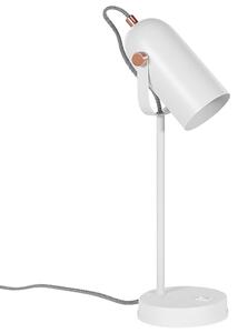 Lampa biurkowa biała industrialna metalowa regulowany klosz 48 cm Tyria Beliani