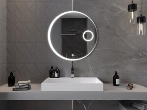 Mexen Ella lustro łazienkowe podświetlane z lusterkiem kosmetycznym, okrągłe 80 cm, LED 6000K, antypara - 9811-080-080-611-00
