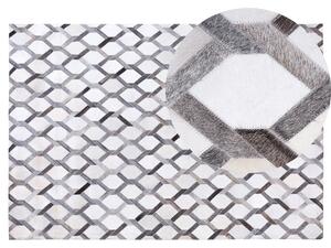 Prostokątny dywan skórzany 140 x 200 cm geometryczny wzór szary Aydin Beliani