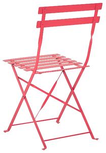 Metalowy zestaw mebli balkonowych czerwony 2 krzesła stolik ogród taras Fiori Beliani
