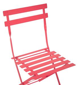 Metalowy zestaw mebli balkonowych czerwony 2 krzesła stolik ogród taras Fiori Beliani