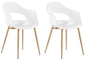 Zestaw 2 krzeseł do jadalni plastikowych drewniane nóżki biały Utica Beliani