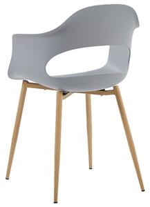 Zestaw 2 krzeseł do jadalni plastikowych drewniane nóżki szary Utica Beliani
