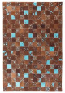 Dywan skórzany 160 x 230 cm patchwork prostokątny brązowy z niebieskim Aliaga Beliani