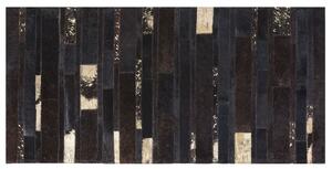 Dywan skórzany nowoczesny brązowy patchwork łaciaty ręcznie tkany 80 x 150 cm Artvin Beliani