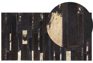 Dywan skórzany nowoczesny brązowy patchwork łaciaty ręcznie tkany 80 x 150 cm Artvin Beliani
