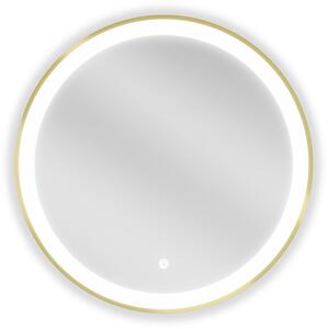 Mexen Esso lustro łazienkowe podświetlane, okragłe 60 cm, LED 6000K, antypara, rama złota - 9825-060-060-611-50