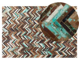 Dywan prostokątny skórzany 140 x 200 cm krótkie włosie jodełka kolorowy Amasya Beliani
