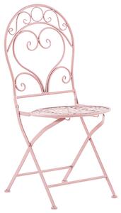 Zestaw mebli do ogrodu stół i dwa krzesła metalowe zestaw bistro różowy Albinia Beliani