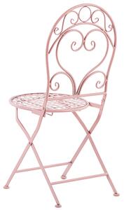 Zestaw 2 krzeseł ogrodowych metalowych ozdobne oparcie różowe Albinia Beliani