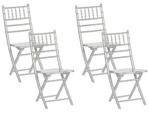 Zestaw 4 krzeseł drewnianych składanych bukowych srebrnych Machias Beliani