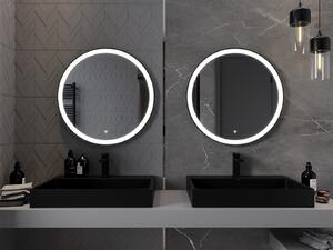 Mexen Esso lustro łazienkowe podświetlane, okragłe 70 cm, LED 6000K, antypara, rama czarna - 9825-070-070-611-70