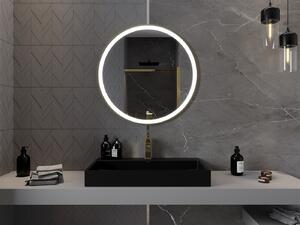 Mexen Esso lustro łazienkowe podświetlane, okragłe 80 cm, LED 6000K, antypara, rama złota - 9825-080-080-611-50