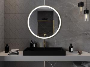 Mexen Esso lustro łazienkowe podświetlane, okragłe 90 cm, LED 6000K, antypara, rama złota - 9825-090-090-611-50