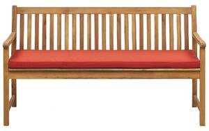 Klasyczna ławka ogrodowa drewniana 160 cm z poduszką czerwoną Vivara Beliani