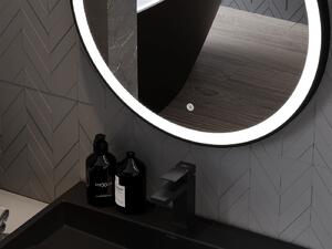 Mexen Esso lustro łazienkowe podświetlane, okragłe 70 cm, LED 6000K, antypara, rama czarna - 9825-070-070-611-70