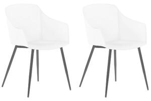 Minimalistyczny zestaw 2 krzeseł plastikowych czarne metalowe nogi biały Fonda Beliani
