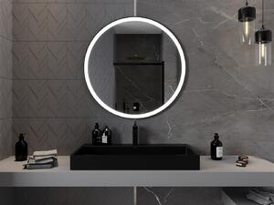 Mexen Esso lustro łazienkowe podświetlane, okragłe 90 cm, LED 6000K, antypara, rama czarna - 9825-090-090-611-70