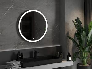 Mexen Esso lustro łazienkowe podświetlane, okragłe 80 cm, LED 6000K, antypara, rama czarna - 9825-080-080-611-70