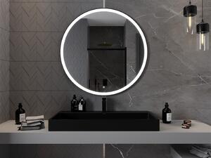 Mexen Esso lustro łazienkowe podświetlane, okragłe 100 cm, LED 6000K, antypara, rama czarna - 9825-100-100-611-70