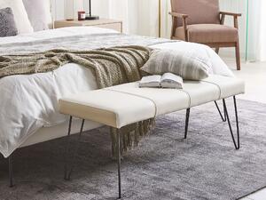 Retro ławka do sypialni prostokątny puf tapicerowany ekoskóra biała Betin Beliani