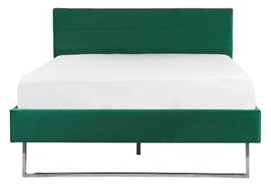 Nowoczesne łóżko tapicerowane welurowe 140 x 200 cm stelażem zielone Bellou Beliani