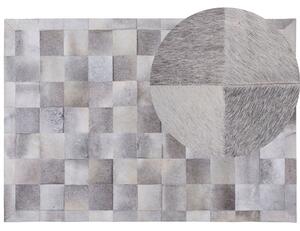 Dywan prostokątny skórzany 160 x 230 cm geometryczny wzór jasnoszary Alacam Beliani