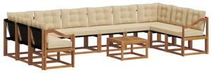 Zestaw mebli ogrodowych z litego drewna akacjowego z poduszkami, modułowy, elegancki design