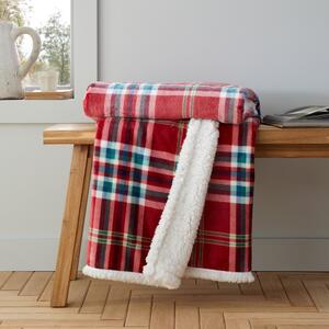 Czerwony koc z materiału sherpa 130x170 cm Kelso Check – Catherine Lansfield