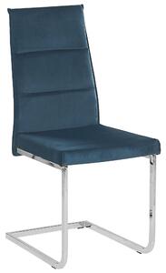 Zestaw 2 krzeseł wspornikowych do jadalni welurowy niebieski Rockford Beliani