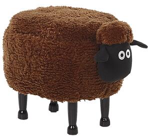 Pufa zwierzak owca sztuczne futerko ze schowkiem na zabawki brązowa Sheep Beliani