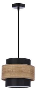 Czarno-naturalna lampa wisząca z tekstylnym kloszem ø 20 cm Twin – Candellux Lighting