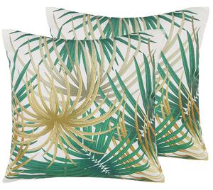 Zestaw 2 poduszek ogrodowych wielokolorowe liście palmy 45 x 45 cm Gaiana Beliani