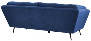 Sofa trzyosobowa retro welurowa niebieska pikowana z metalowymi nogami Lenvik Beliani