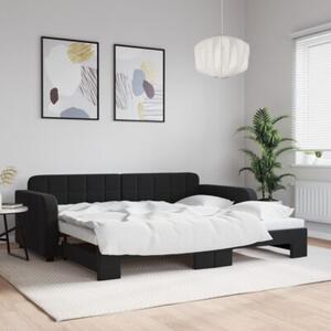 Sofa rozsuwana, czarna, 90x190 cm, aksamit