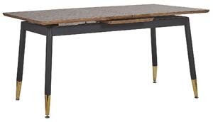 Stół do jadalni rozkładany 160/200 x 90 cm ciemne drewno czarny złoto California Beliani