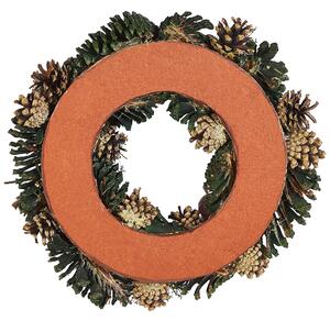 Okrągły wieniec świąteczny drewniany syntetyczny szyszki 35 cm zielony Nurmes Beliani