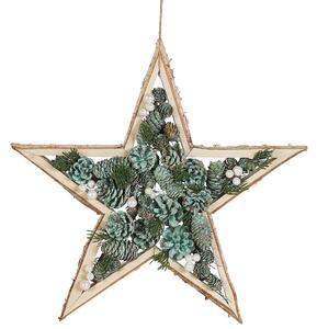 Dekoracja ścienna wisząca drewniana ozdoba świąteczna gwiazda zielona Hosio Beliani