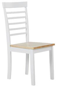 Zestaw dwóch krzeseł do jadalni kuchni drewnianych jasne drewno/białe Battersby Beliani