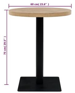 Stolik bistro z mdf, stalowa podstawa, 60x75 cm, kolor dębu