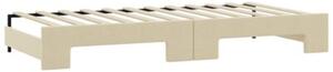 Sofa rozsuwana z szufladami, kremowa, 80x200 cm, tkanina