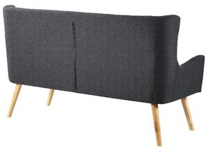 Sofa 2-osobowa tapicerowana czarna uszak drewniane nogi pikowana ławka kuchenna Skibby Beliani