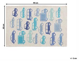Prostokątny dywan dziecięcy 60 x 90 cm wzór w samochody niebieski Maduraj Beliani