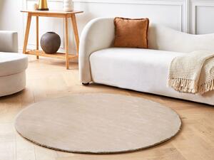 Ręcznie tkany dywan z wiskozy beżowy okrągły 140 cm chodnik do salonu Gesi II Beliani