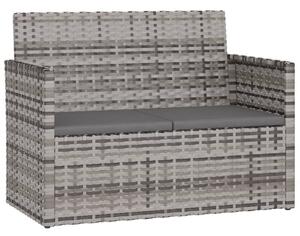 Ławka ogrodowa z poduszkami, szara, 105 cm, polirattan