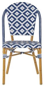 Zestaw 4 krzeseł ogrodowych z technorattanu i aluminium niebiesko-biały Rifreddo Beliani