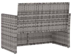 Ławka ogrodowa z poduszkami, szara, 105 cm, polirattan
