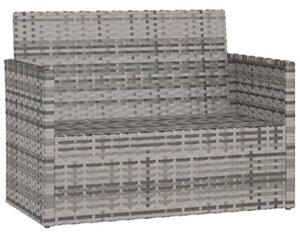 Ławka ogrodowa z poduszkami, szara, 105 cm, polirattan