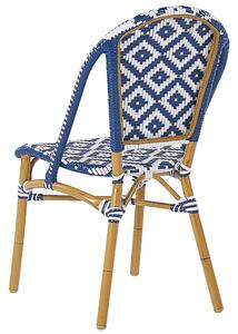 Zestaw 4 krzeseł ogrodowych z technorattanu i aluminium niebiesko-biały Rifreddo Beliani