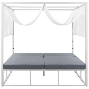Ogrodowe łóżko z baldachimem 2-osobowe regulowane oparcia biało-szare Pallanza Beliani